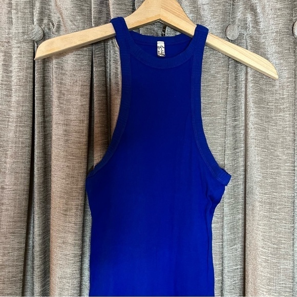 Free People Royal Blue High Neck Ribbed Tank Top Size Small - Picture 5 of 11